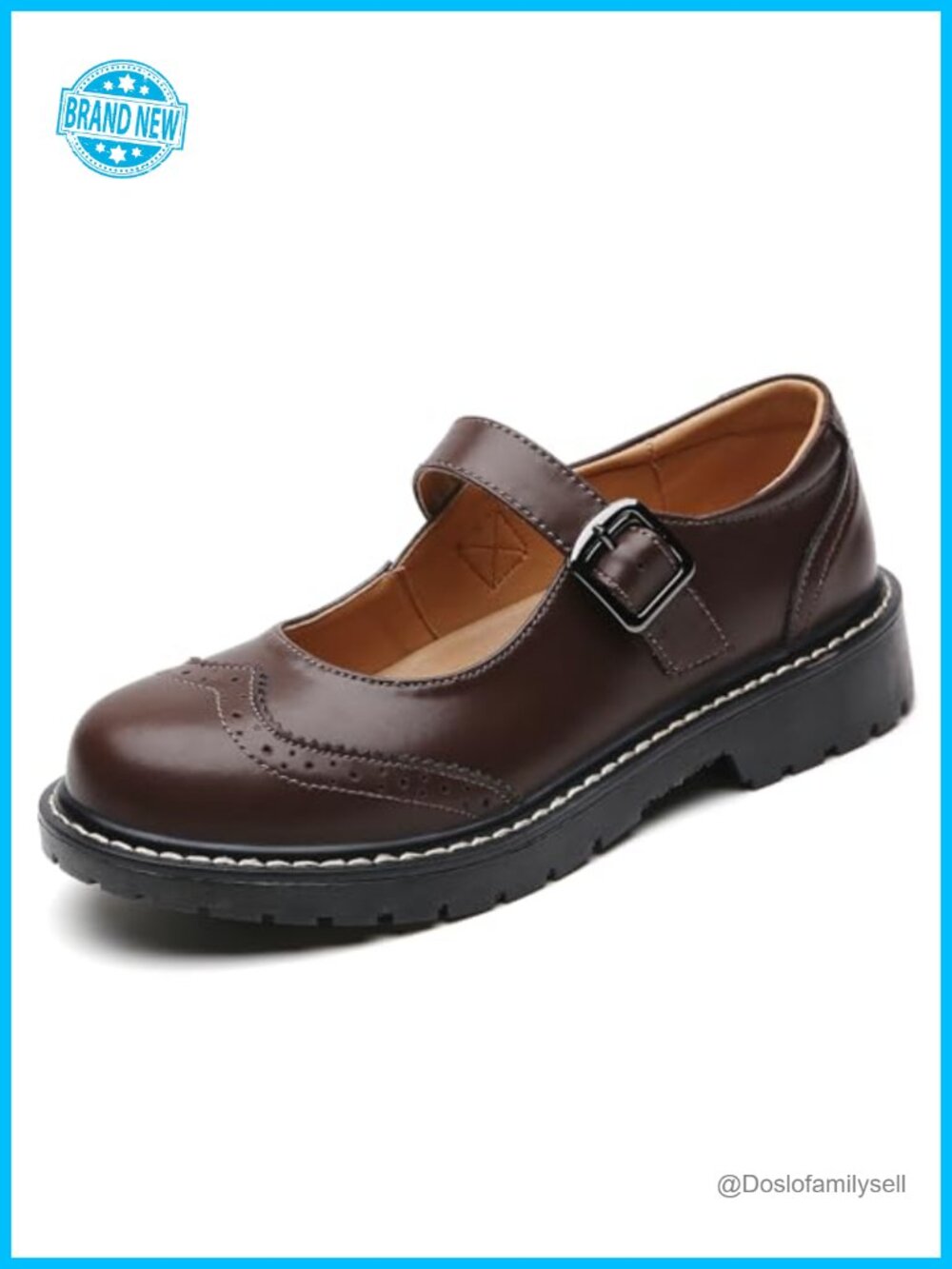 Mary Jane Shoes Women Oxford Flats Leather Round Toe Non-Slip Dressy Casual